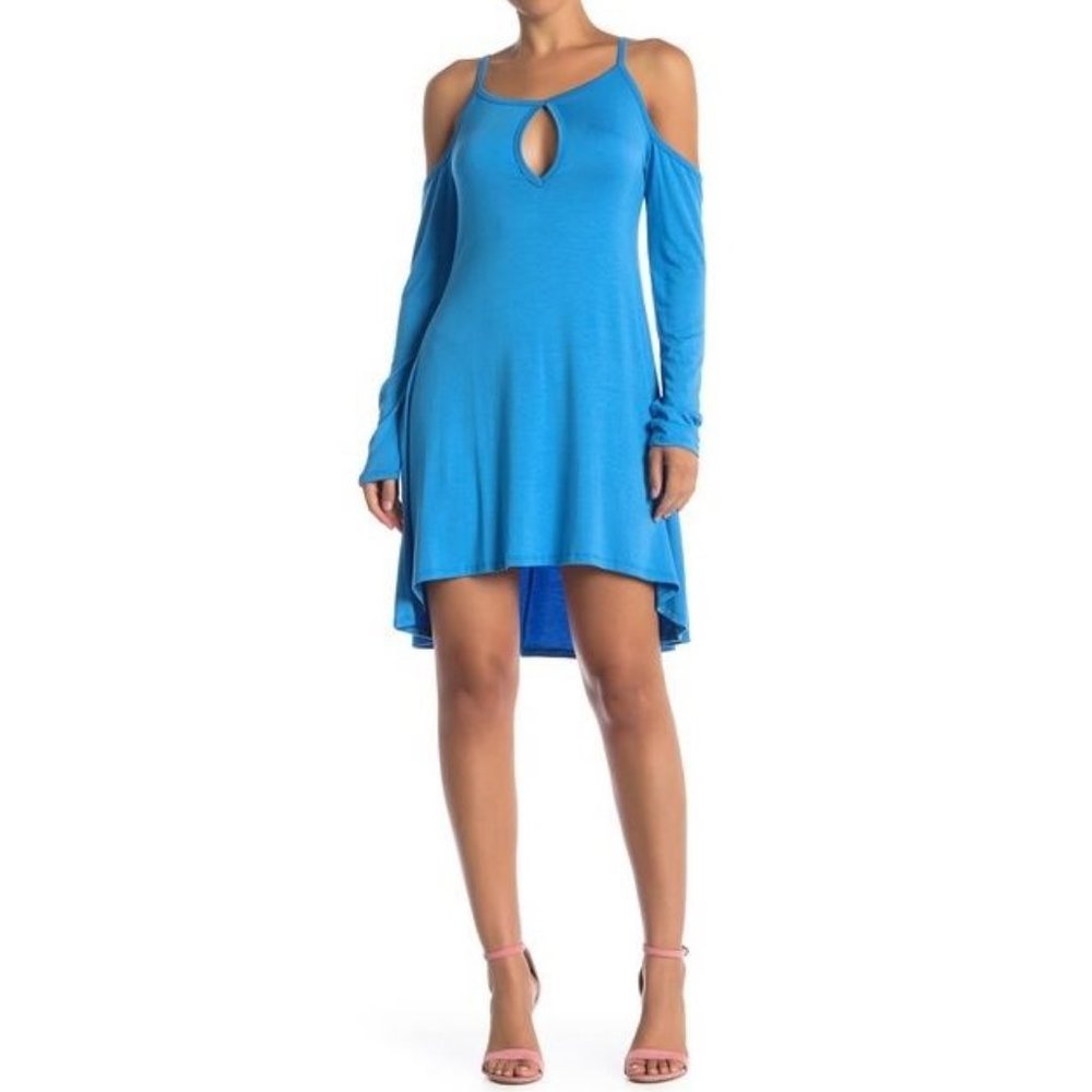 Go Couture Keyhole V-Neck Cold Shoulder Dress NWT